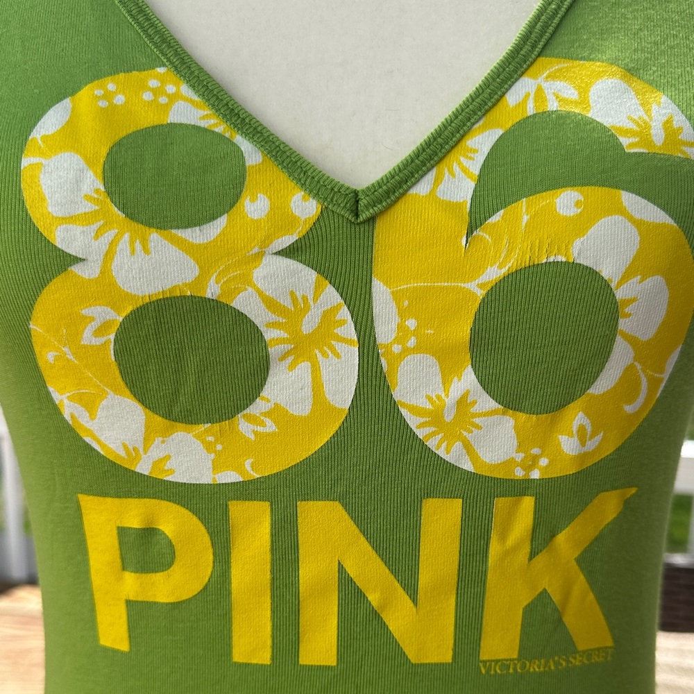 Vintage PINK Victoria's Secret Green V‑Neck Spaghetti Strap Tank - Picture 3 of 6